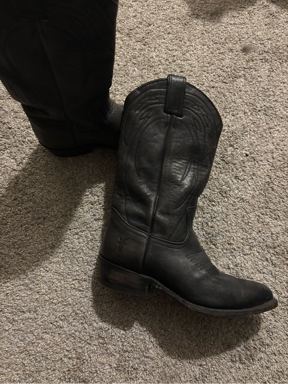 Frye Black Leather Women's Western Boots